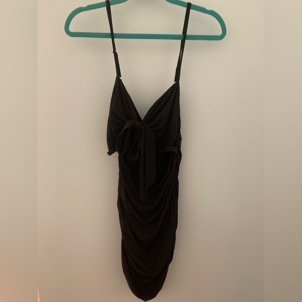 Black scrunched bodycon dress with cut out